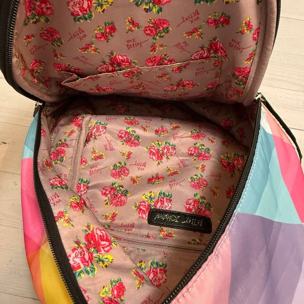 Betsey Johnson‎ multicolor printed nylon backpack rainbow